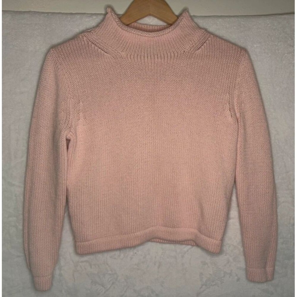 J.Crew 100% Cotton Pink Mock Neck Knit Sweater Size XS